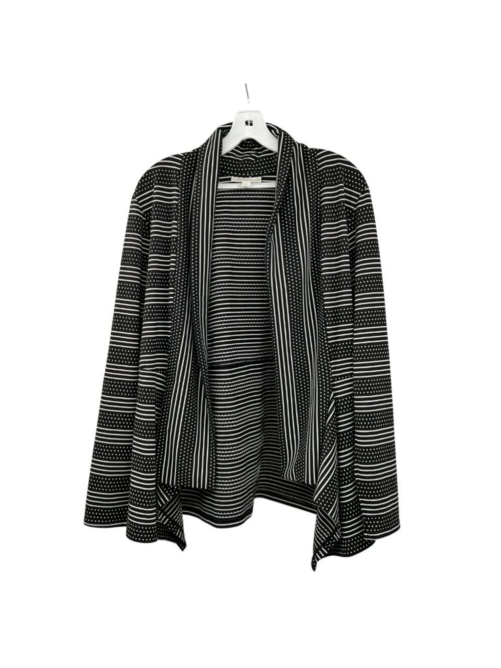 Dana Buchman Womens Open Front Top Mixed Print Black/White Size Large